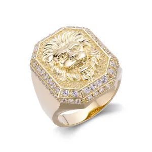 Diamond Bezel Lion Ring