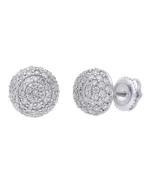 Diamond Earrings - 10ct White Gold Diamond Set Dome Stud Earrings -784189