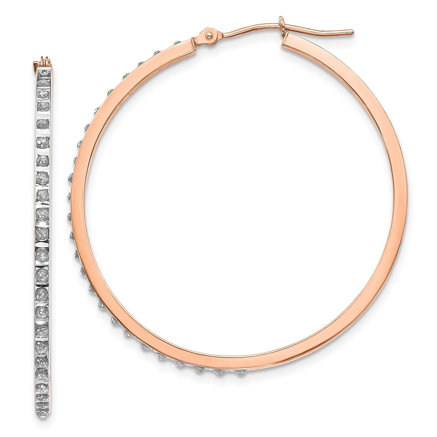 Diamond Fascination 14KT Rose Gold Diamond 40X2MM Diamond Accent Hoop Earrings