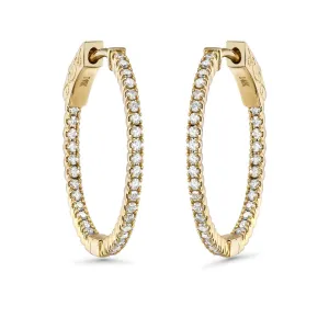 Diamond Inside-Out 0.75'' Hoop Earrings (0.55 ct.) 1.3 mm in 14K Gold