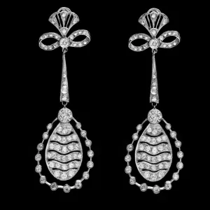 Estate 2.72 Carat Total Weight Platinum Dangle Earrings