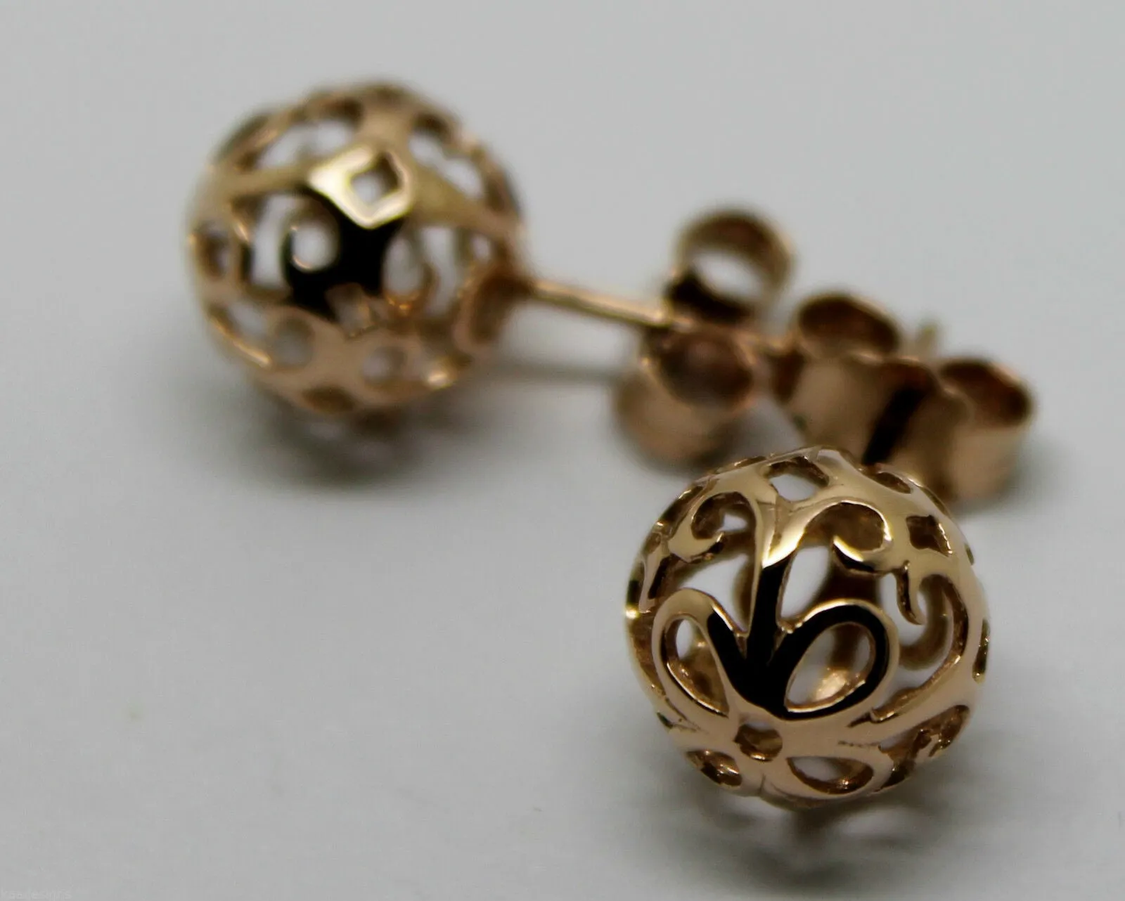 Genuine New 9k 9ct Yellow Gold or White Gold or Rose Gold 8mm Filigree Stud Earrings