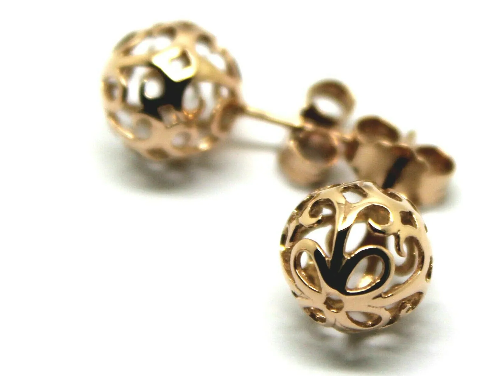 Genuine New 9k 9ct Yellow Gold or White Gold or Rose Gold 8mm Filigree Stud Earrings