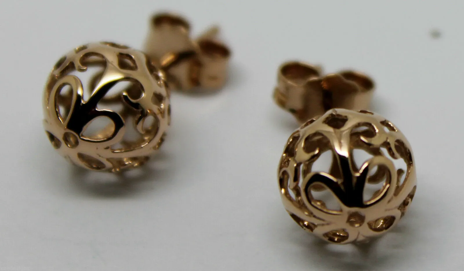 Genuine New 9k 9ct Yellow Gold or White Gold or Rose Gold 8mm Filigree Stud Earrings