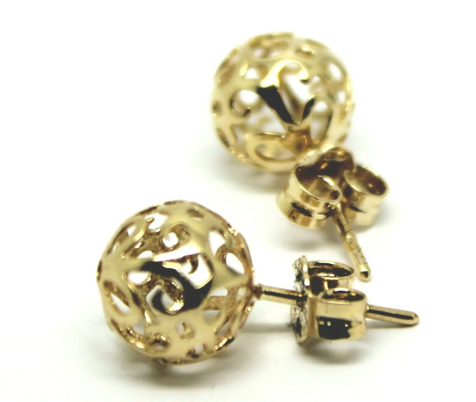 Genuine New 9k 9ct Yellow Gold or White Gold or Rose Gold 8mm Filigree Stud Earrings