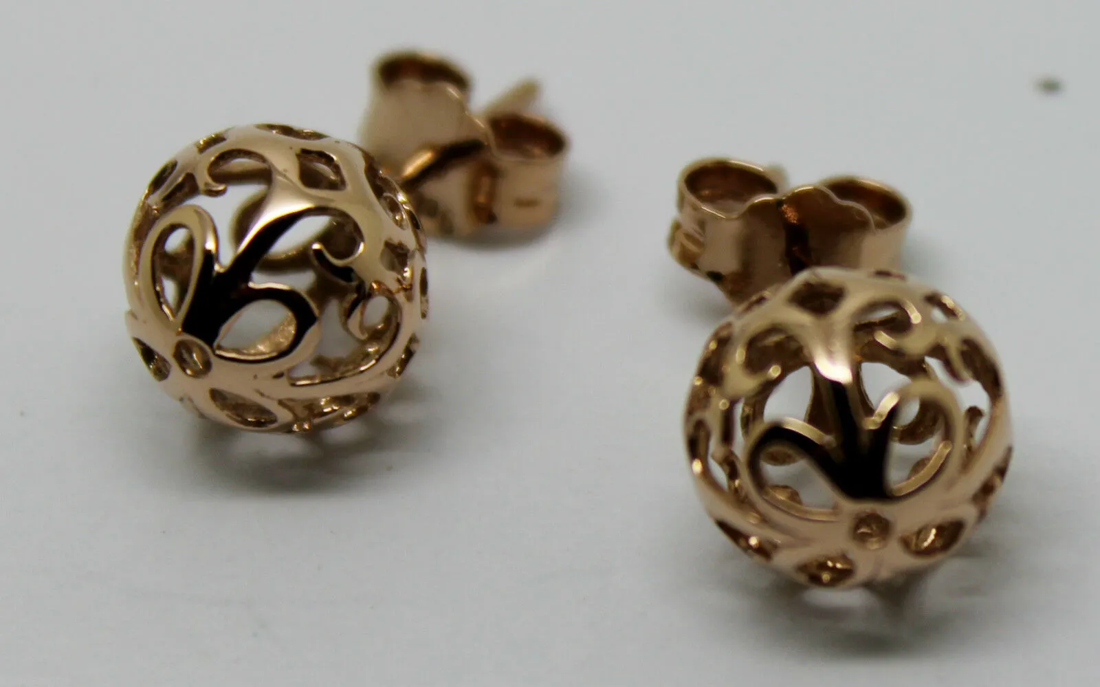 Genuine New 9k 9ct Yellow Gold or White Gold or Rose Gold 8mm Filigree Stud Earrings