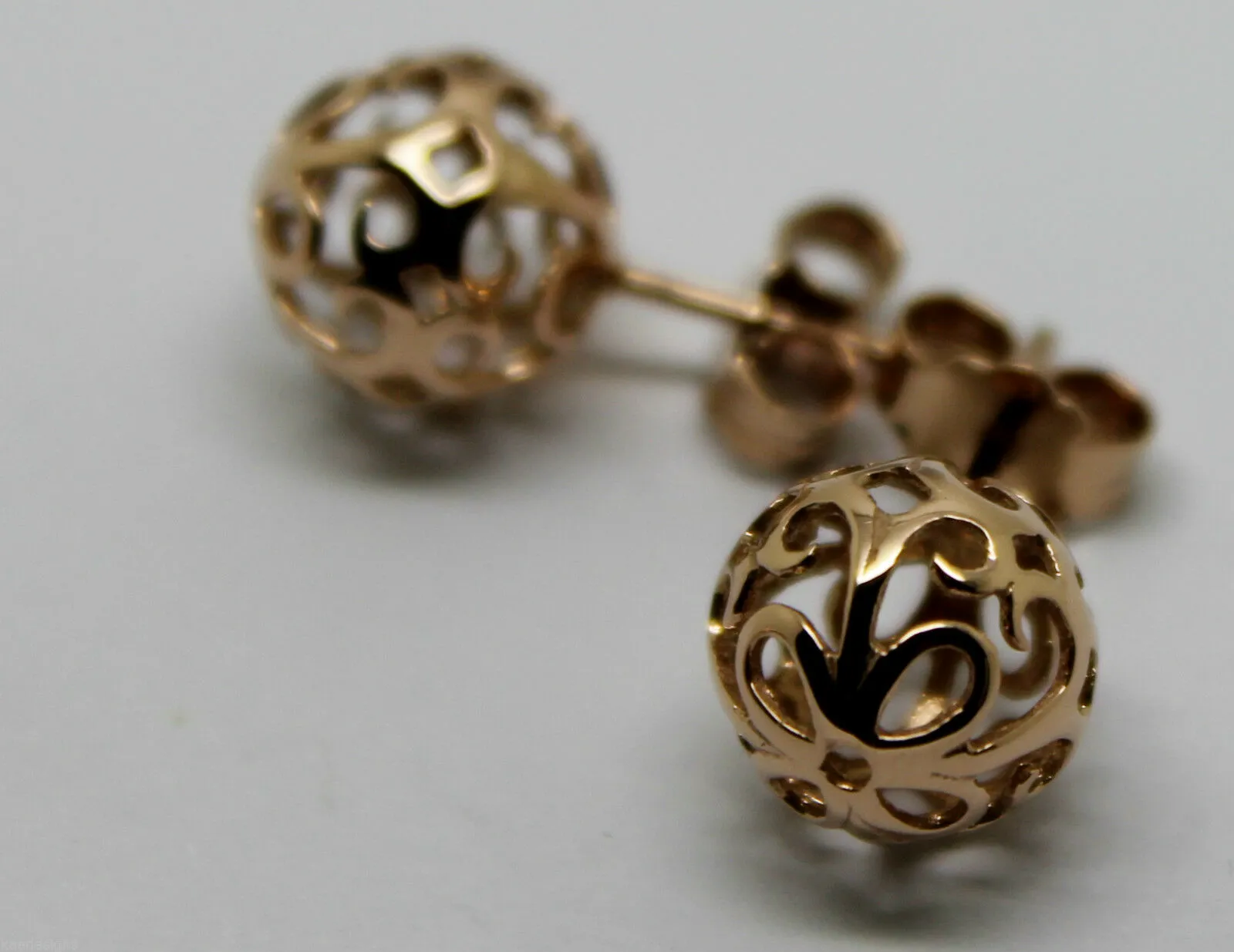 Genuine New 9k 9ct Yellow Gold or White Gold or Rose Gold 8mm Filigree Stud Earrings