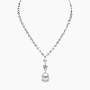 Glitz 18K Gold South Sea Pearl and Diamond Cascade Necklace