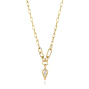 Gold Sparkle Drop Pendant Chunky Chain Necklace