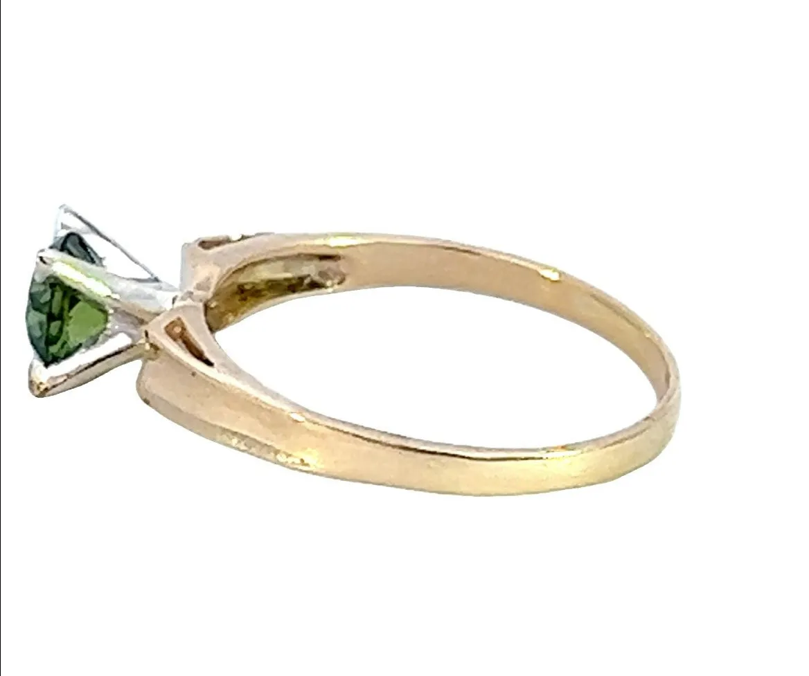 Green Sapphire Yellow & White Gold Solitaire Ring