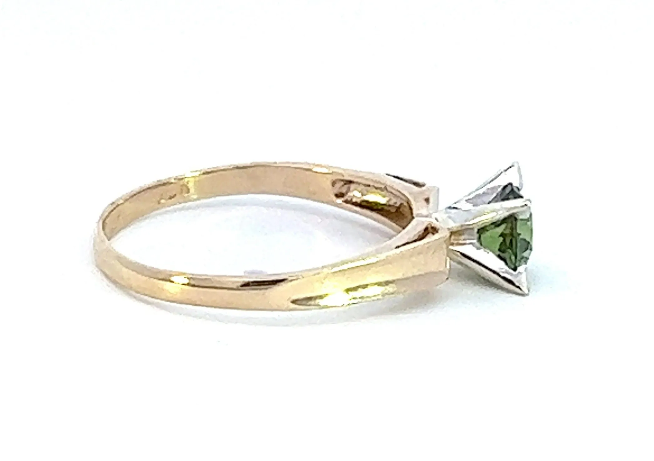 Green Sapphire Yellow & White Gold Solitaire Ring