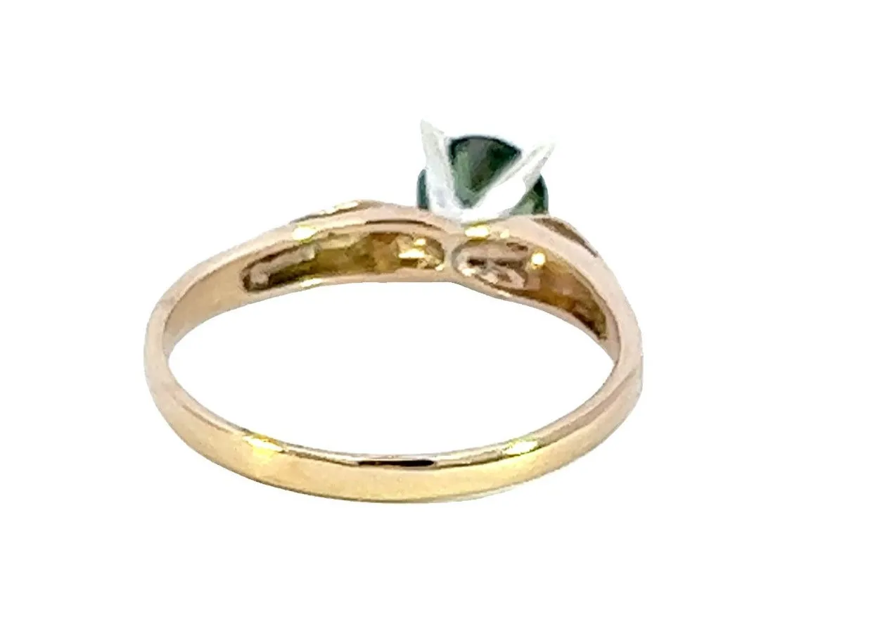 Green Sapphire Yellow & White Gold Solitaire Ring