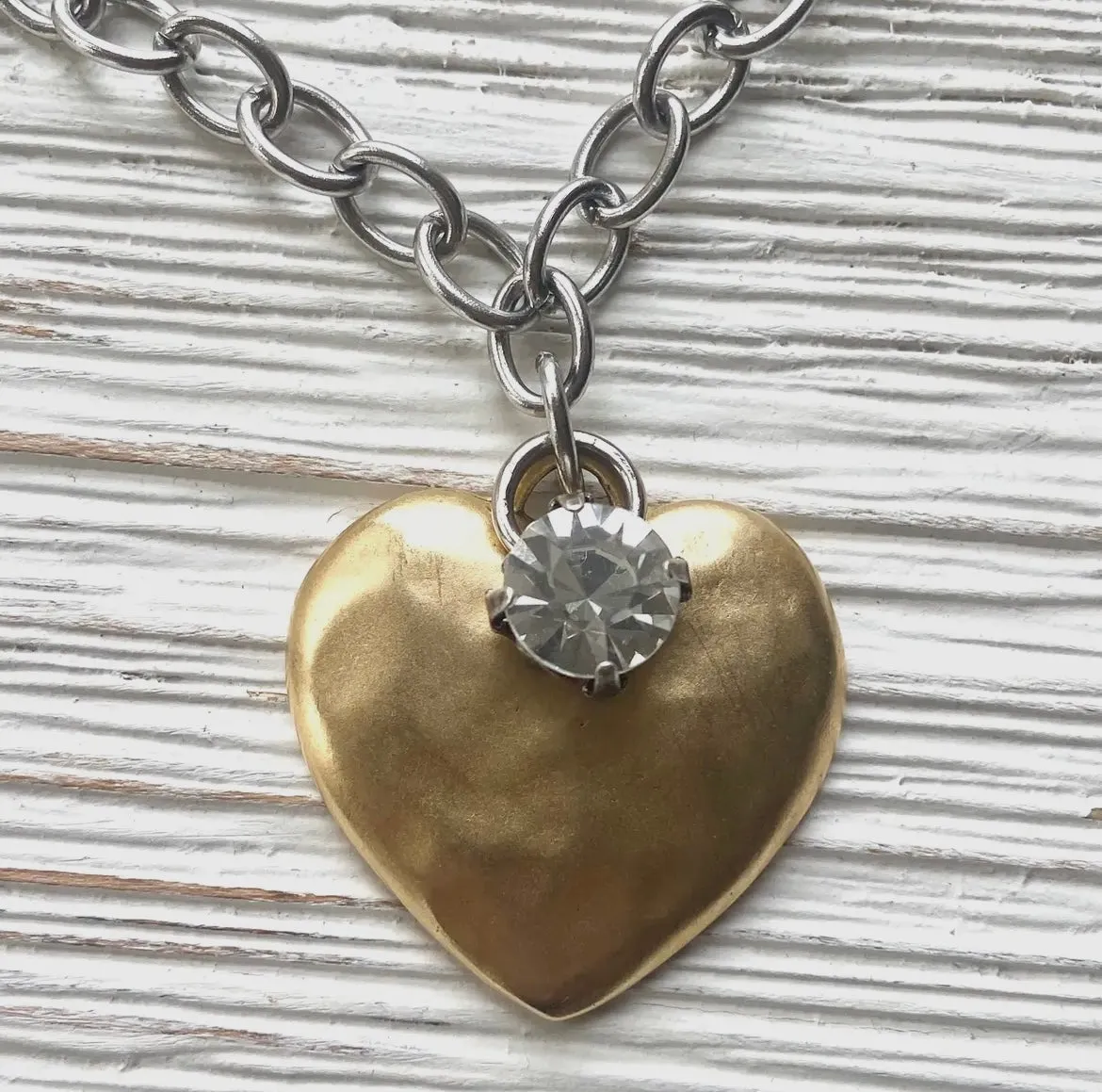 Hammered Heart Handmade Necklace - mixed metal or silver