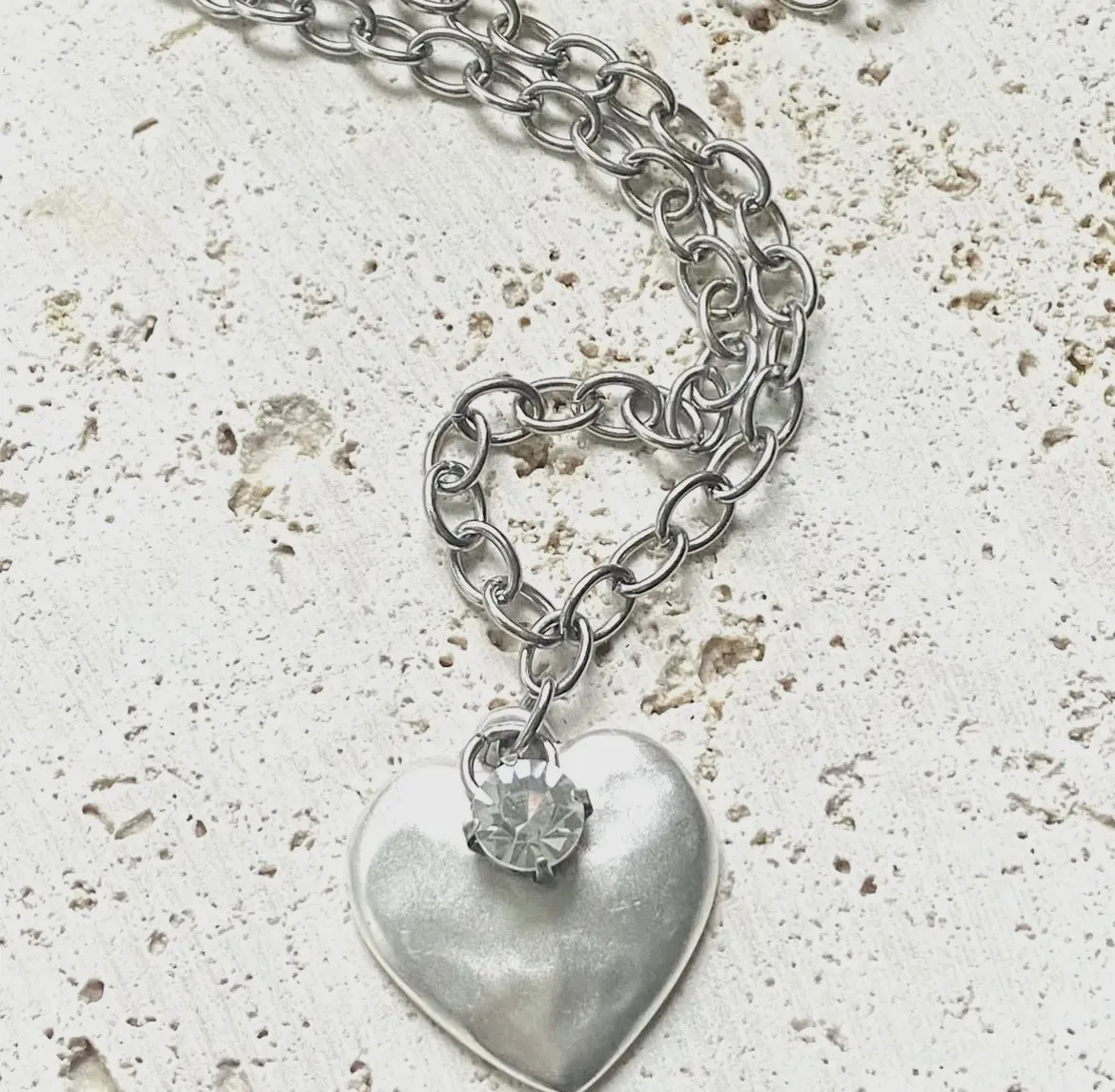 Hammered Heart Handmade Necklace - mixed metal or silver