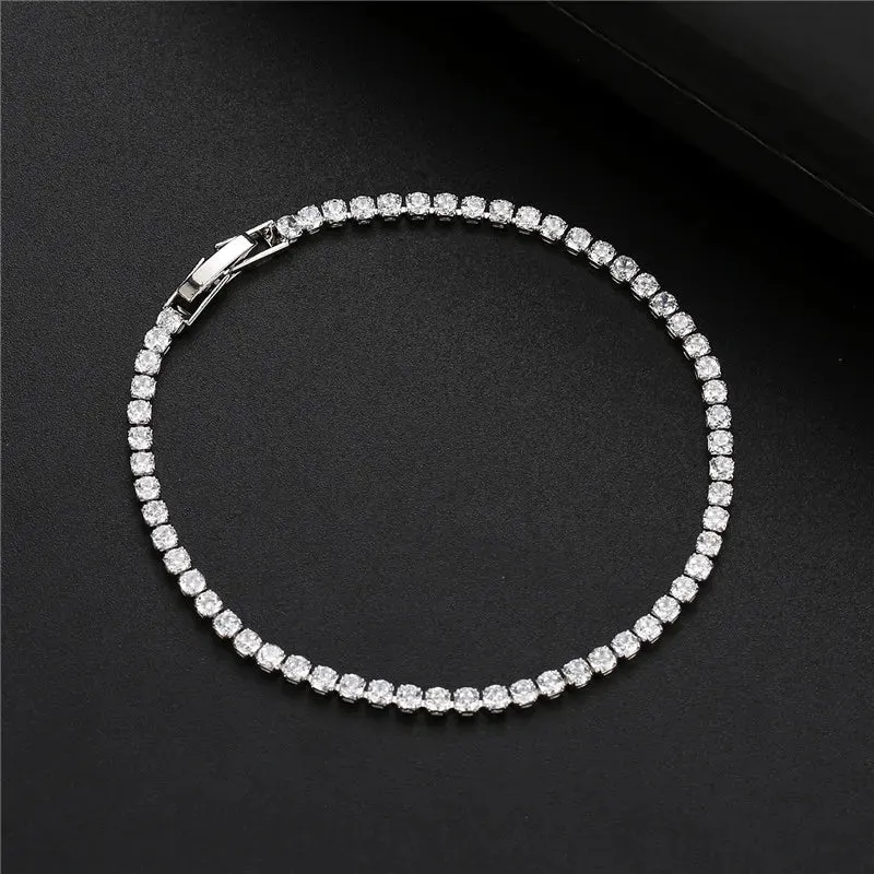 Hip Hop Bling Iced Out Cubic Zirconia Bracelet Tennis Chain Bracelets Women Men CZ Link Chain BFF Jewelry White Black Pulseras