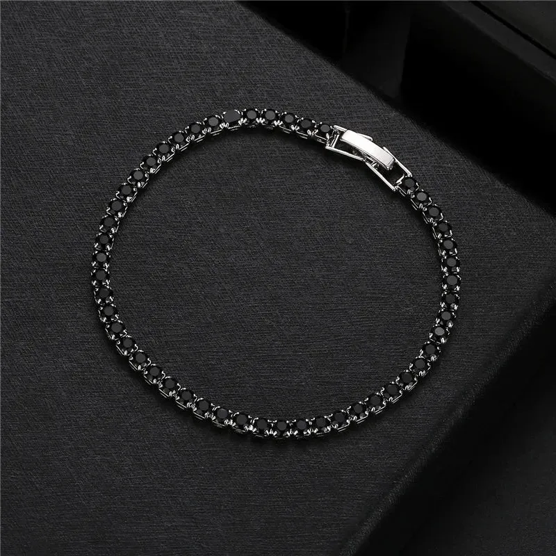 Hip Hop Bling Iced Out Cubic Zirconia Bracelet Tennis Chain Bracelets Women Men CZ Link Chain BFF Jewelry White Black Pulseras