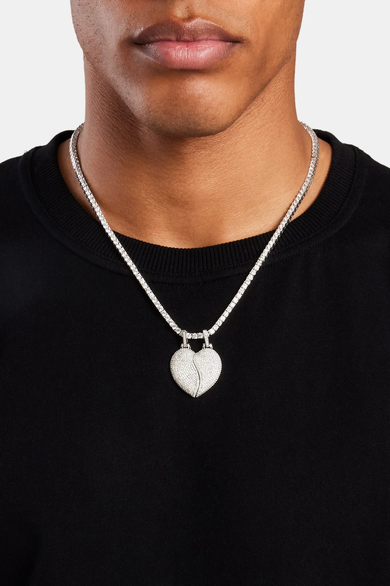 Iced Connecting Heart Pendant - Clear