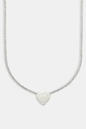 Iced Heart Necklace - White