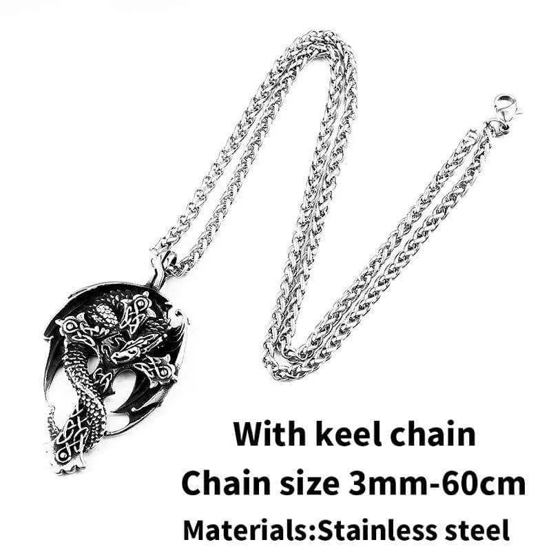 jewelry chinese dragon pendant Stainless Steel Chain necklace funny gift