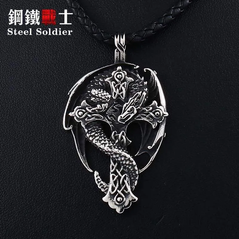 jewelry chinese dragon pendant Stainless Steel Chain necklace funny gift