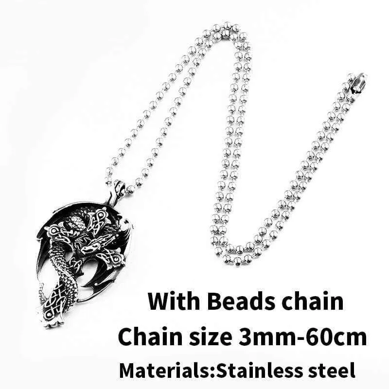 jewelry chinese dragon pendant Stainless Steel Chain necklace funny gift