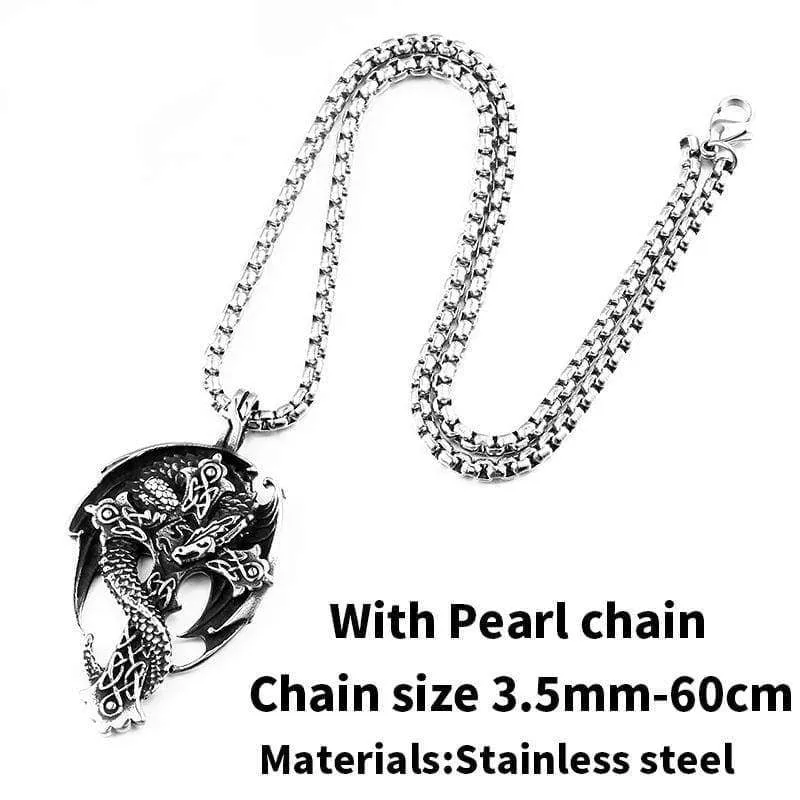 jewelry chinese dragon pendant Stainless Steel Chain necklace funny gift