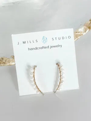 J.Mills Studio- Gold Filled 1" Bar with Pearl Earrings