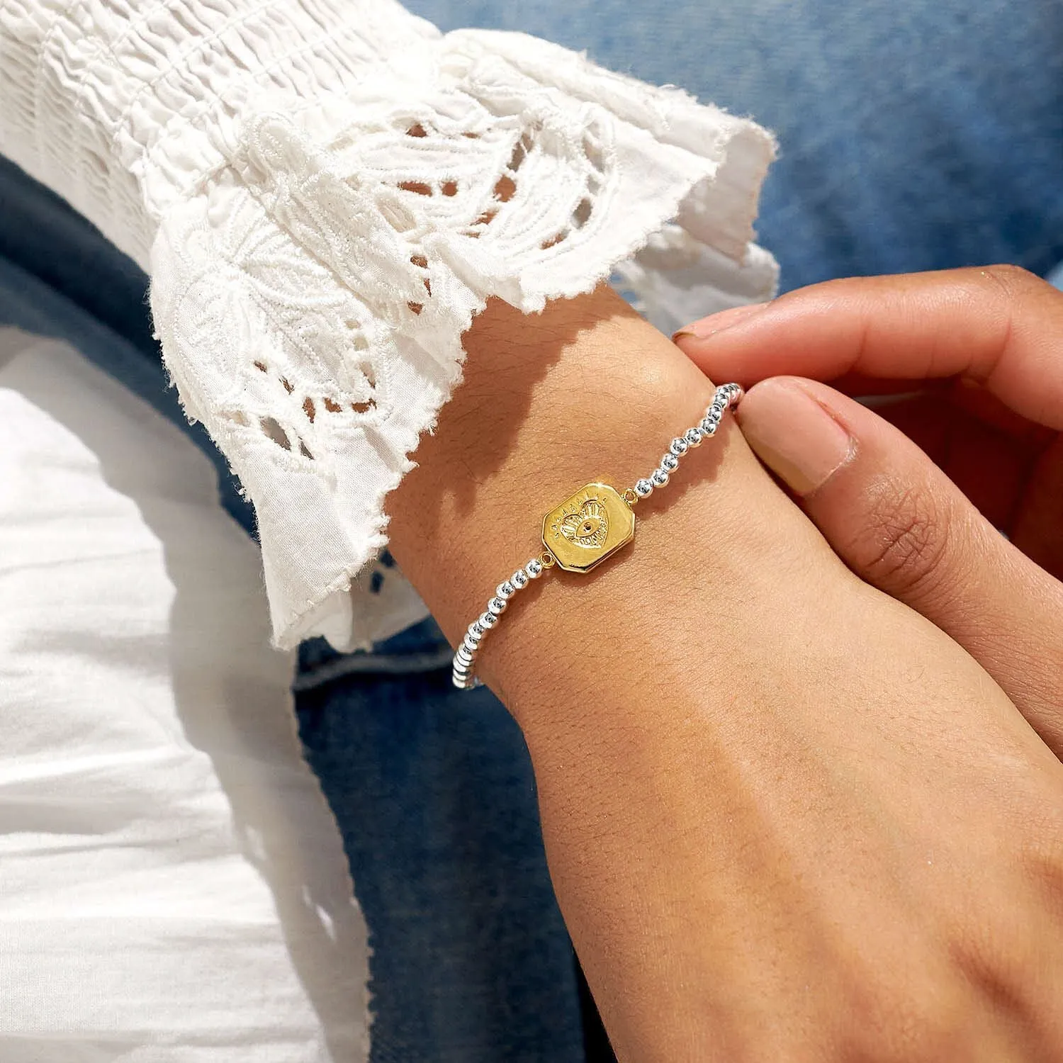 Joma Jewellery Silver A Little 'Positive Vibes' Bracelet