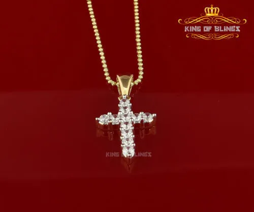 King of Bling's Yellow Sterling Silver Cross Pendant with 4.40ct Cubic Zirconia