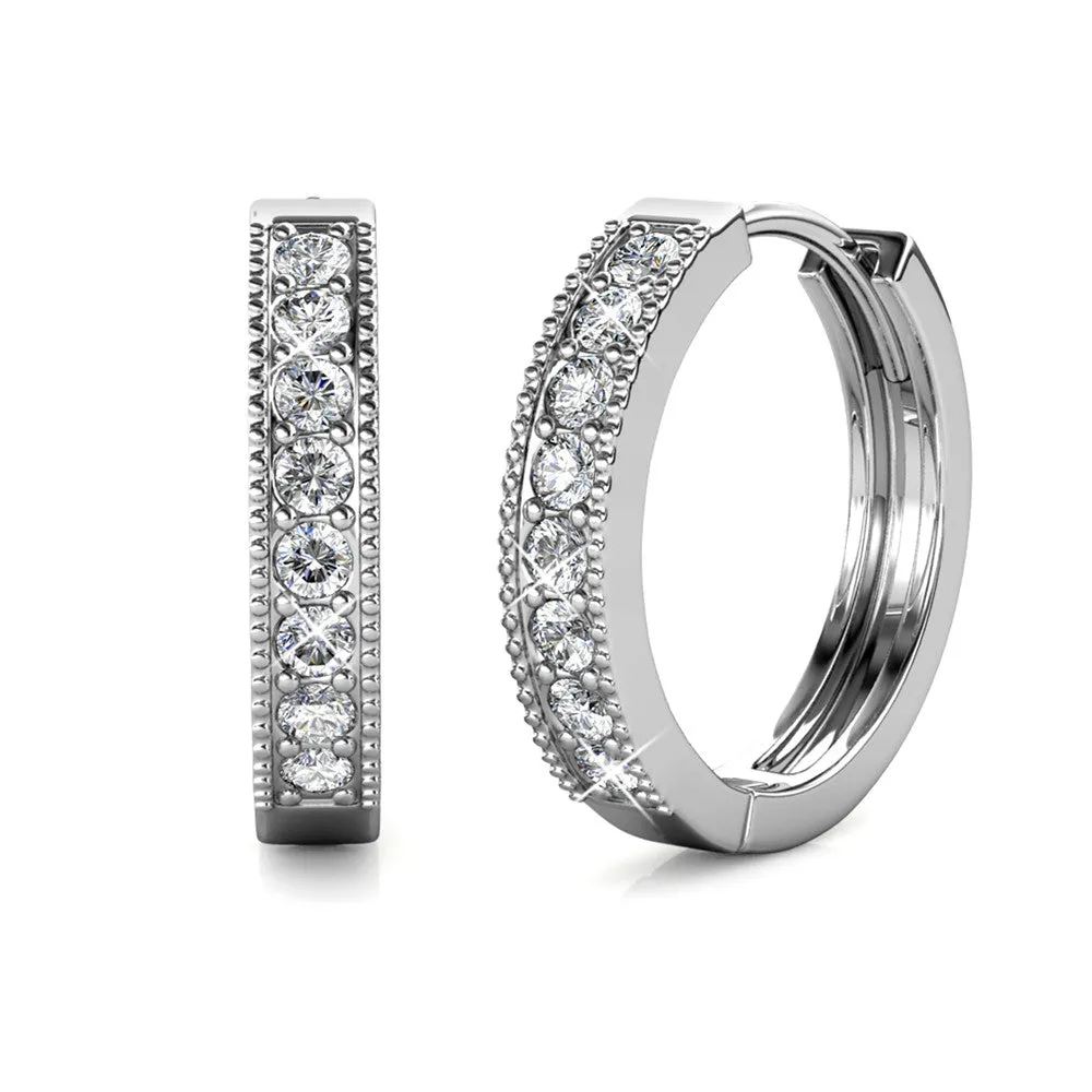 Lydia 18k White Gold Plated Hoop Earrings with Simulated Diamond Crystals