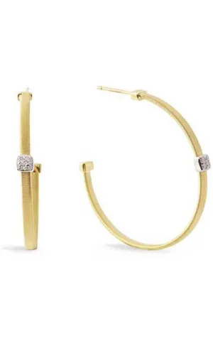 Marco Bicego Masai Earrings Large Hoops Yellow Gold and Diamond (OG347 B)