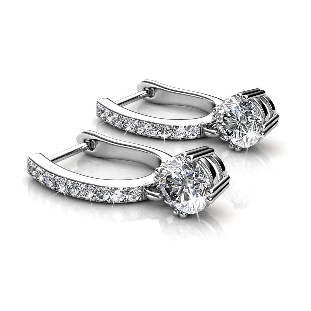 McKenzie 18k White Gold Plated Drop Dangle Earrings with Swarovski Crystals for Women