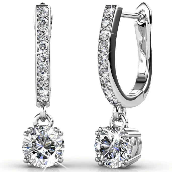 McKenzie 18k White Gold Plated Drop Dangle Earrings with Swarovski Crystals for Women