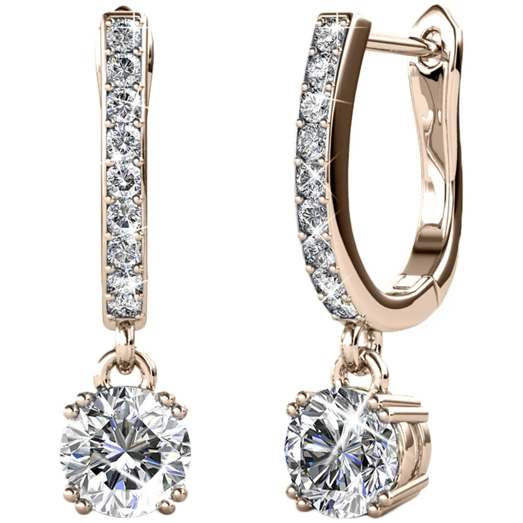 McKenzie 18k White Gold Plated Drop Dangle Earrings with Swarovski Crystals for Women