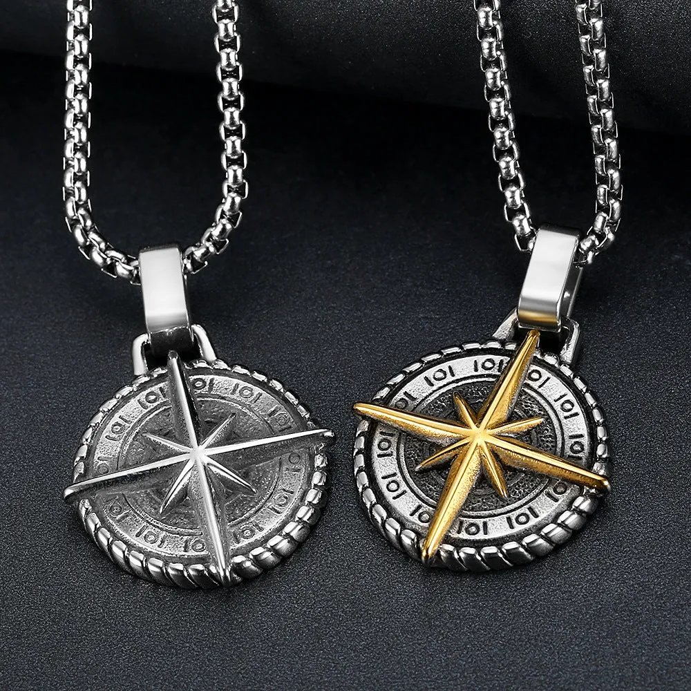 Men Compass Fashion Necklace