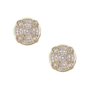 Men's Drop Design Micro-Pavé Round Diamond Stud Earrings 0.32ct 10K Yellow Gold