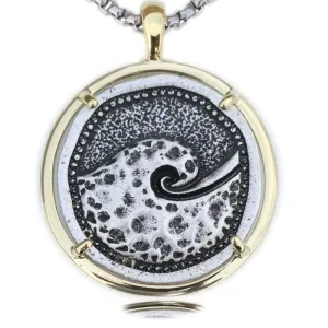 Men's Sea Wave Surfer Style Pendant Necklace in Vintage Silver or Gold (20"/50cm Chain)