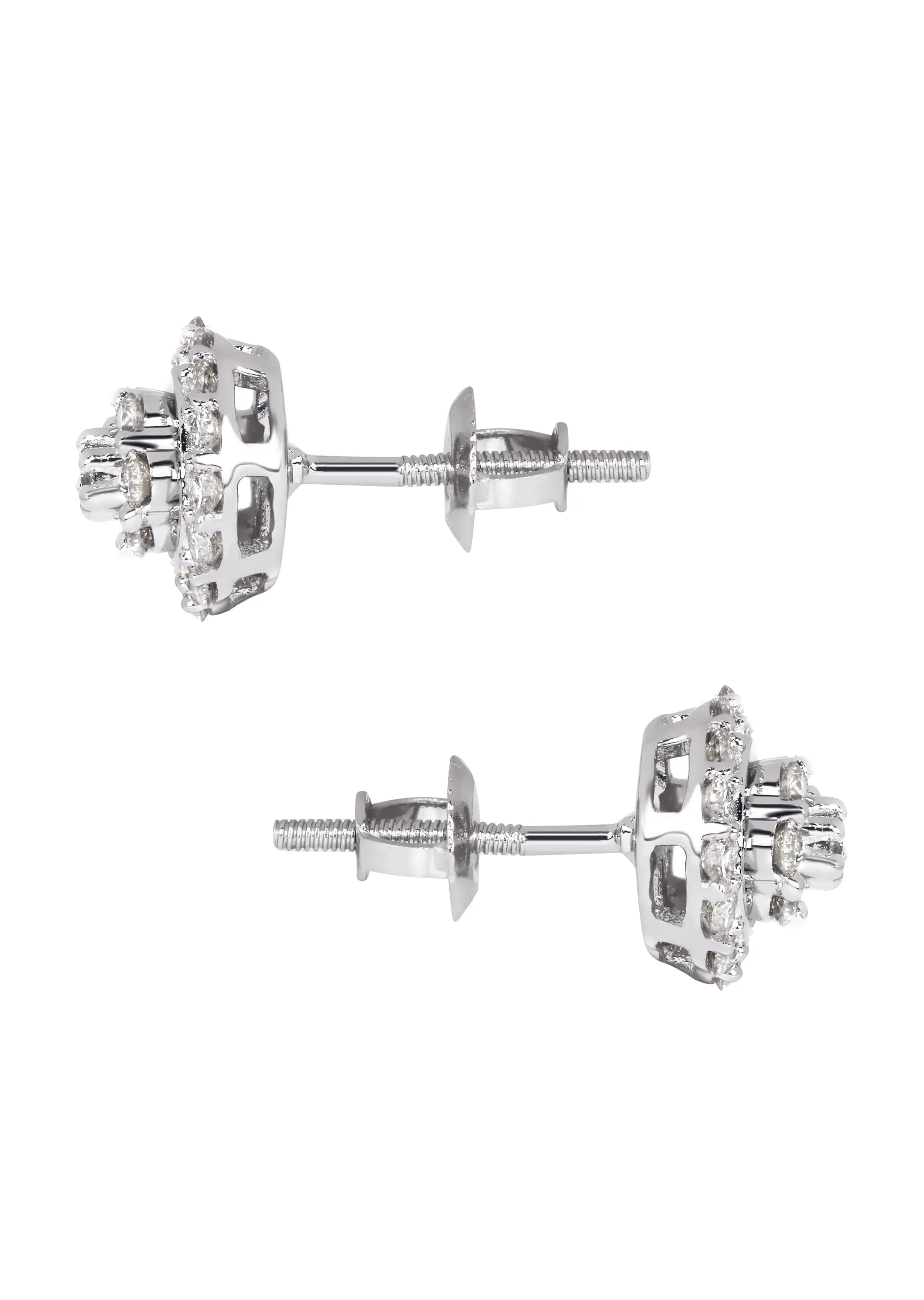 Mens Stud Diamond Earrings | 0.61 Carats 14K White Gold