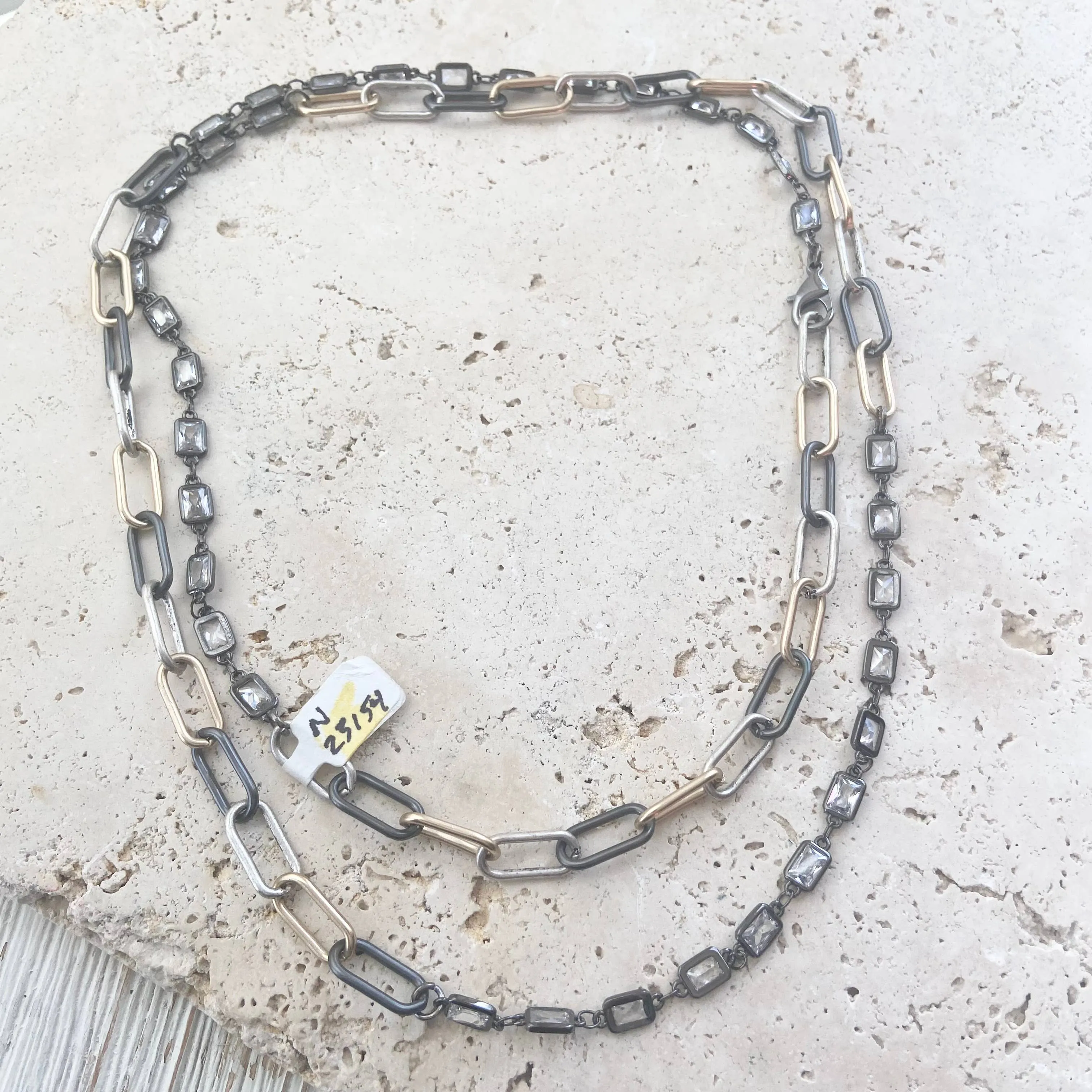 Mixed Metal & Crystal Chain