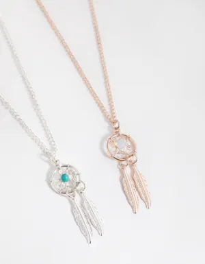 Mixed Metal Dreamcatcher Necklace Pack