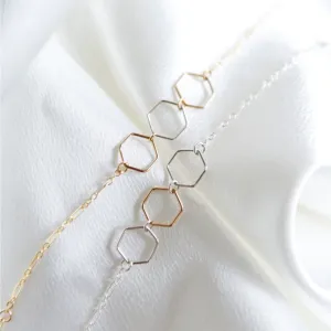 Mixed Metal Hexagon Bracelet