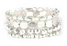 Multi Layered Metal Bead Bracelet Silver