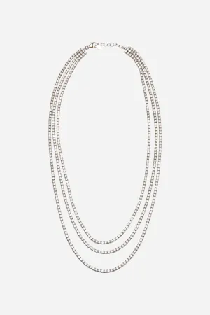 Nickho Rey Tiered Tennis Necklace in Sterling Silver with Clear Stones