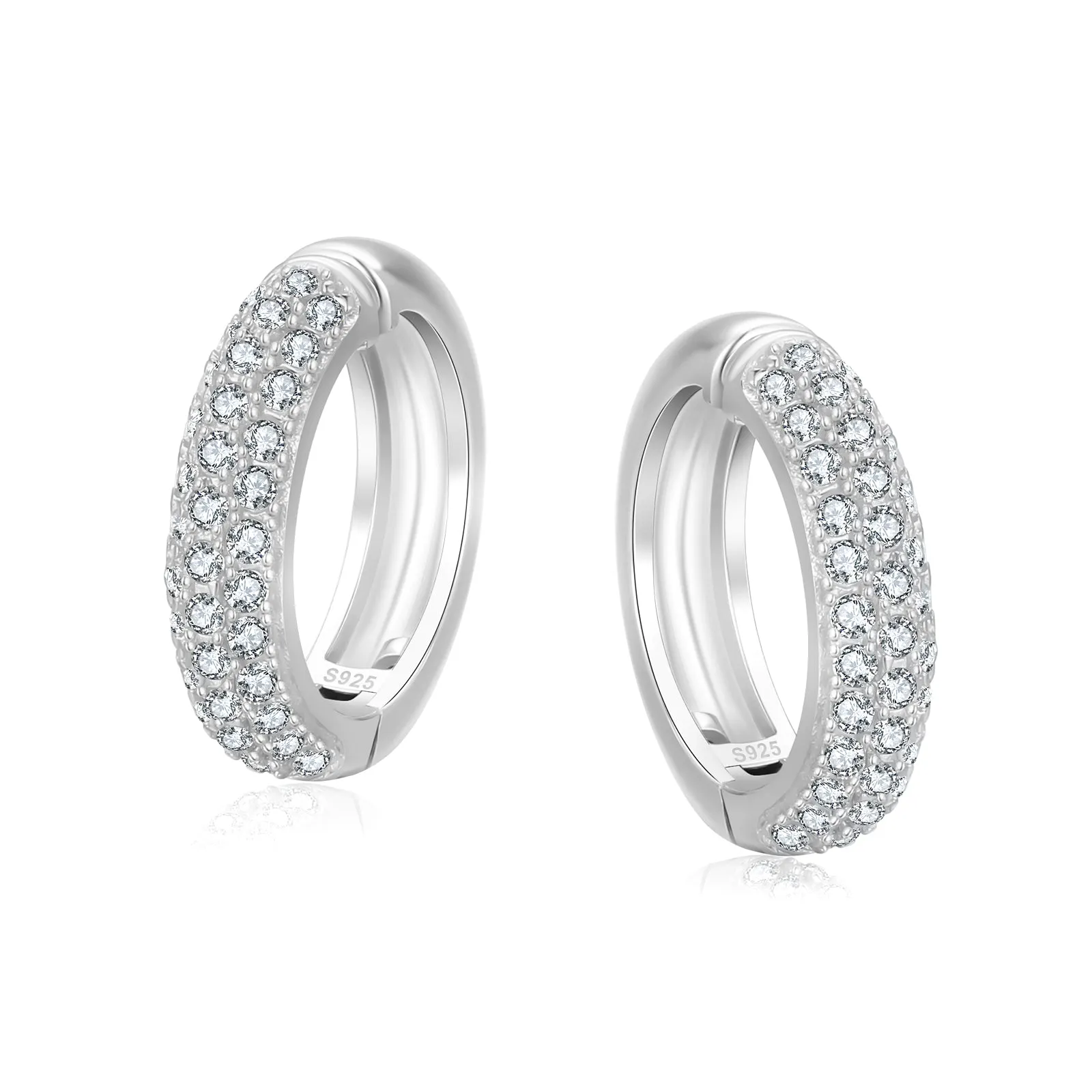 [Non-pierced] 15mm Ear Cuff 2-Color  Sterling Silver Diamond Round Hoop