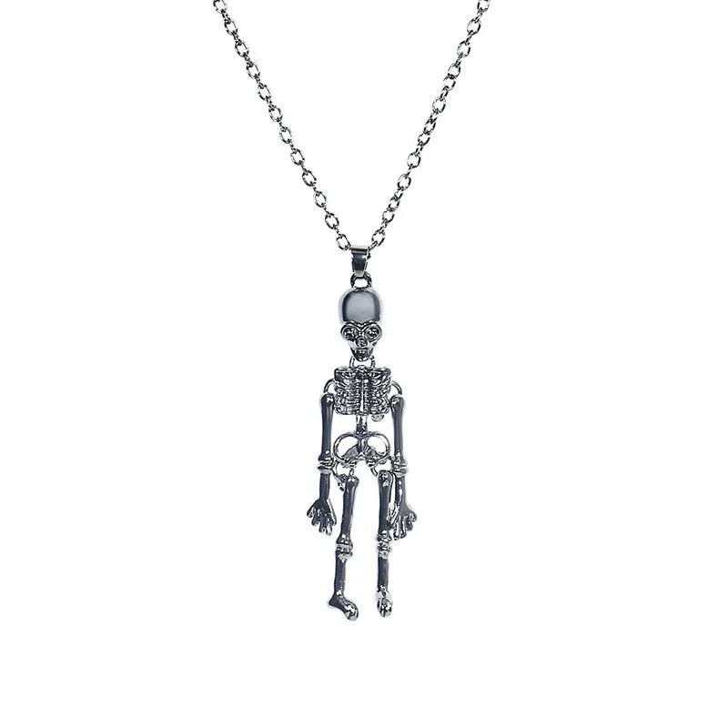 Personality Metal Pumpkin Skeleton Skull Necklace for Men Women Halloween Ghost Skull Bat Pumpkin Head Necklace Party Jewelry