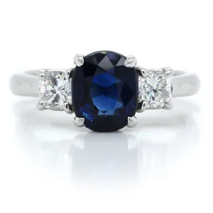 Platinum Sapphire with Diamond Ring