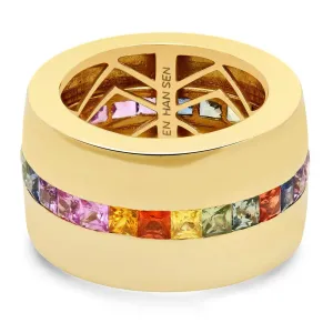 RAINBOW SAPPHIRE CIGAR BAND, GOLD