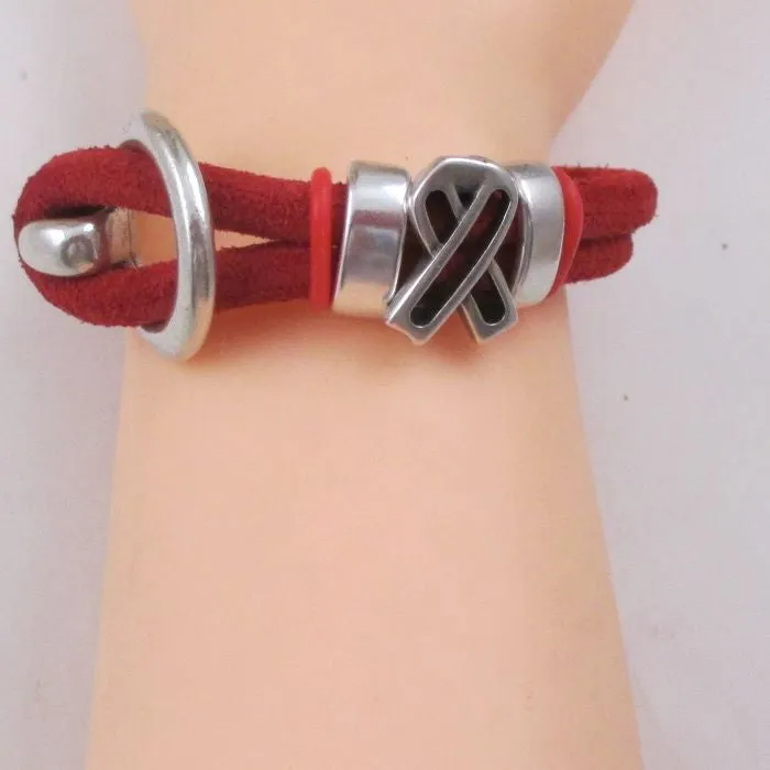 Red Awareness Suede Cord Bracelet