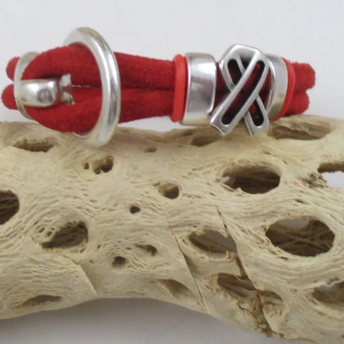 Red Awareness Suede Cord Bracelet