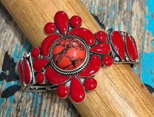 Red Stones Stretch Bracelet